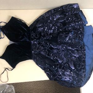 Blue suede sequin dress